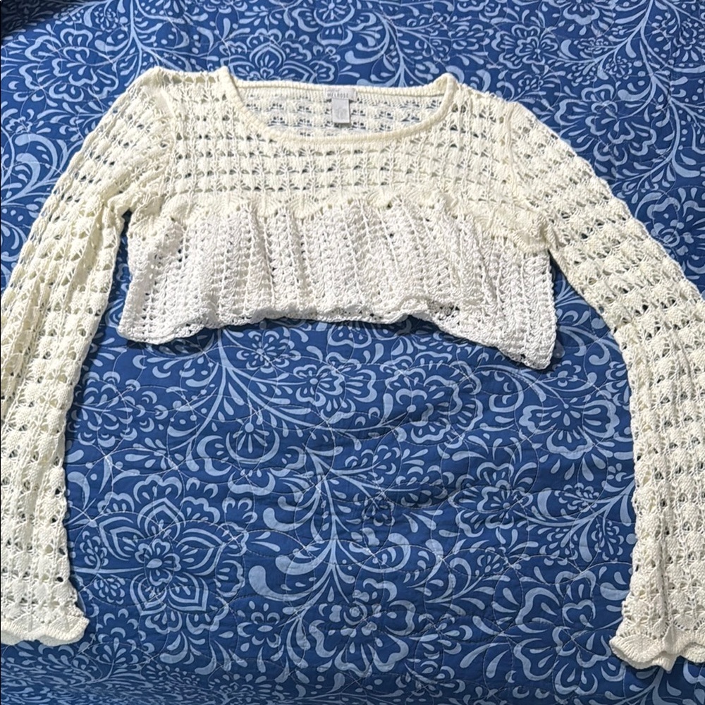 Cream Crochet Women's Top